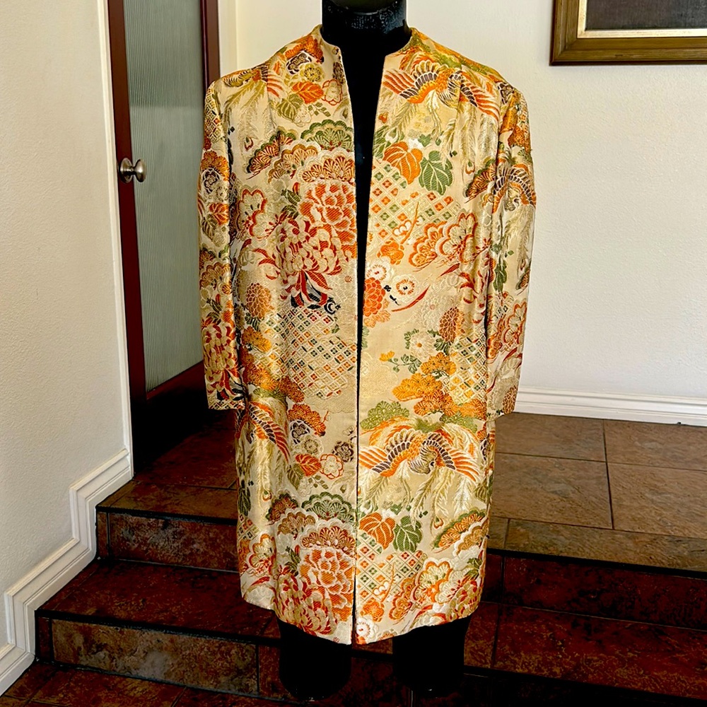Orange and gold brocade coat